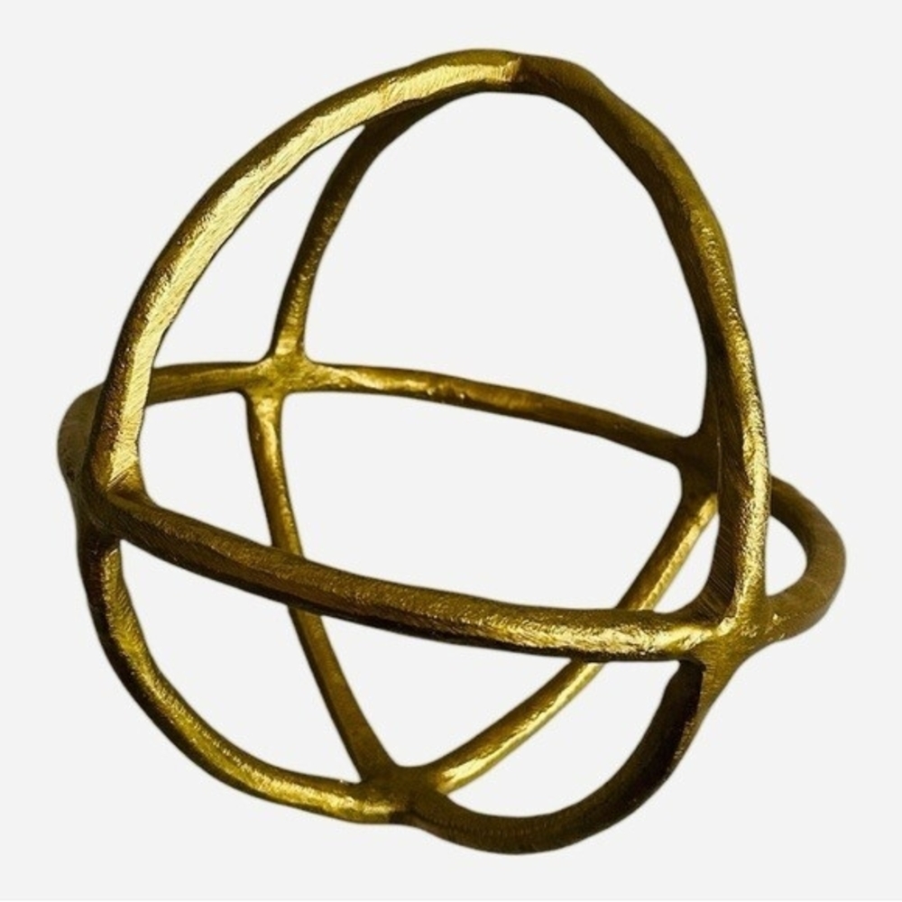 Prestbury Gold Metal Orb Decorative Sphere Sculpture 9x9 Home Accent Decor NWOT - Picture 5 of 6